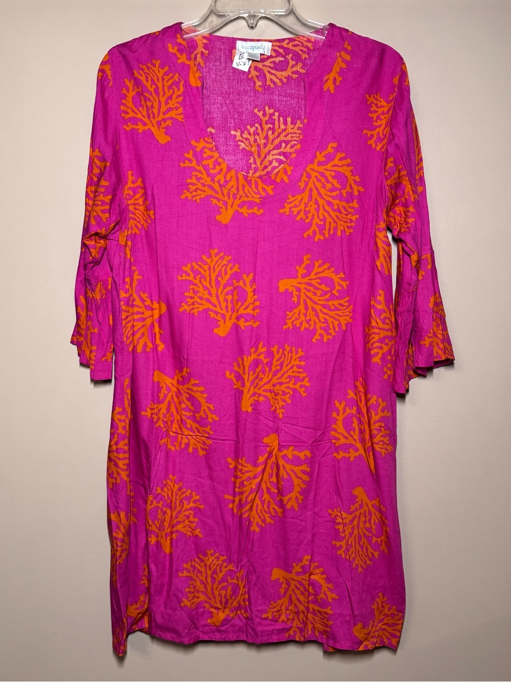 escapada Fuchsia & Orange Coral-Print V-Neck Midi Dress